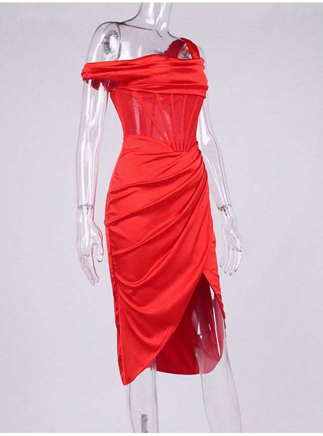 Adrian One Shoulder Midi Dress - Fashion Pov