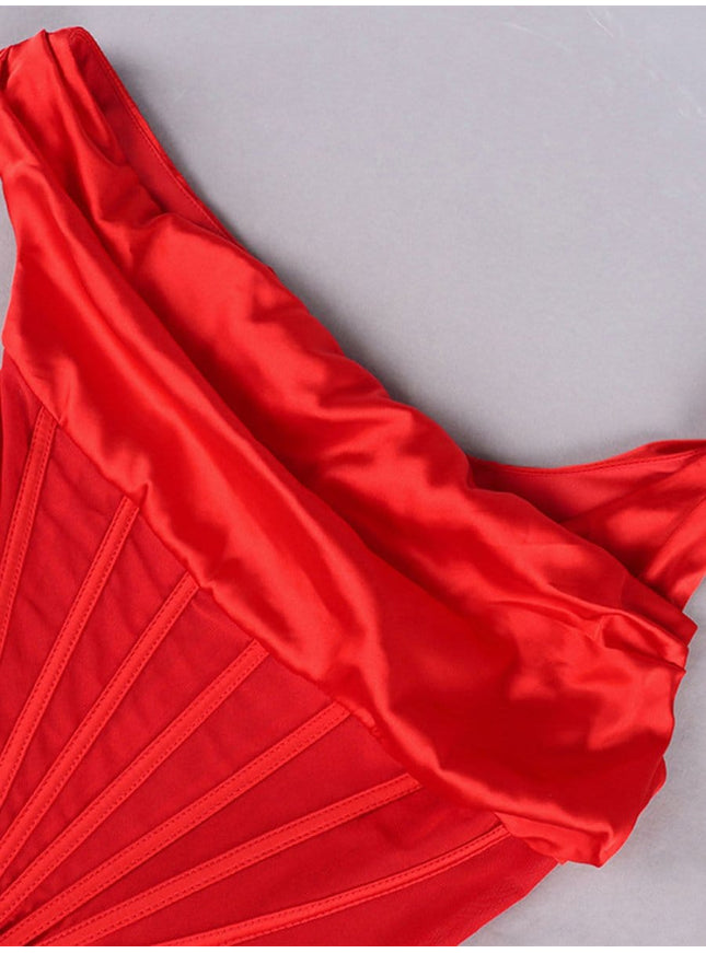 Adrian One Shoulder Midi Dress - Fashion Pov