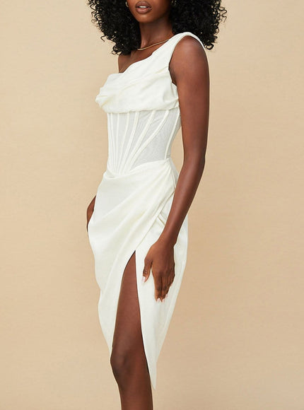 Adrian One Shoulder Midi Dress - Fashion Pov