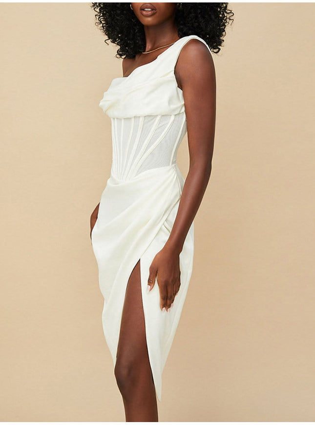 Adrian One Shoulder Midi Dress - Fashion Pov