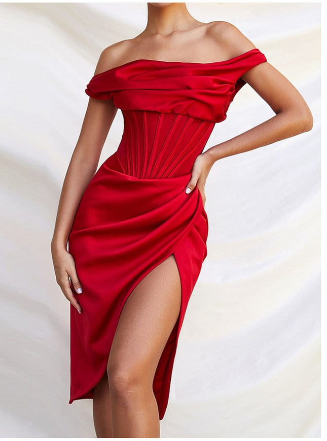 Adrian One Shoulder Midi Dress - Fashion Pov