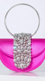 Akira Shiny Rhinestone Half Round Satin Bag - Fashion Pov