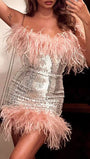 Alaina Feather Strapless Mini Dress - Fashion Pov