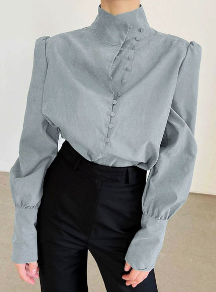 Alison Single-Breasted Puff Sleeve Top - Fashion Pov