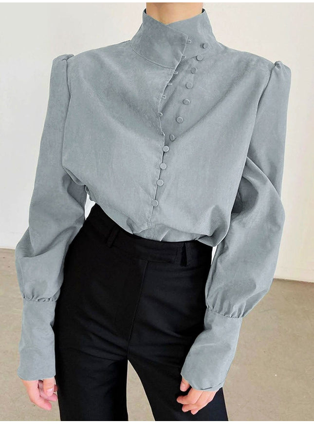 Alison Single-Breasted Puff Sleeve Top - Fashion Pov