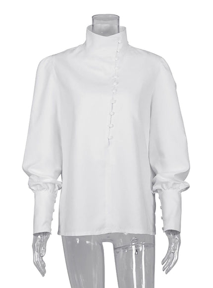 Alison Single-Breasted Puff Sleeve Top - Fashion Pov
