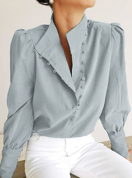 Alison Single-Breasted Puff Sleeve Top - Fashion Pov