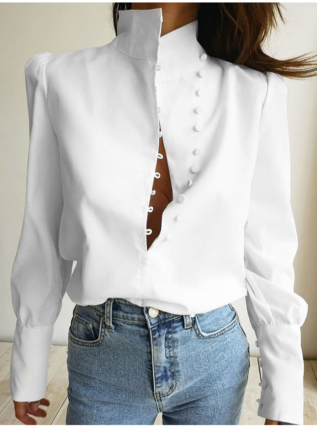 Alison Single-Breasted Puff Sleeve Top - Fashion Pov