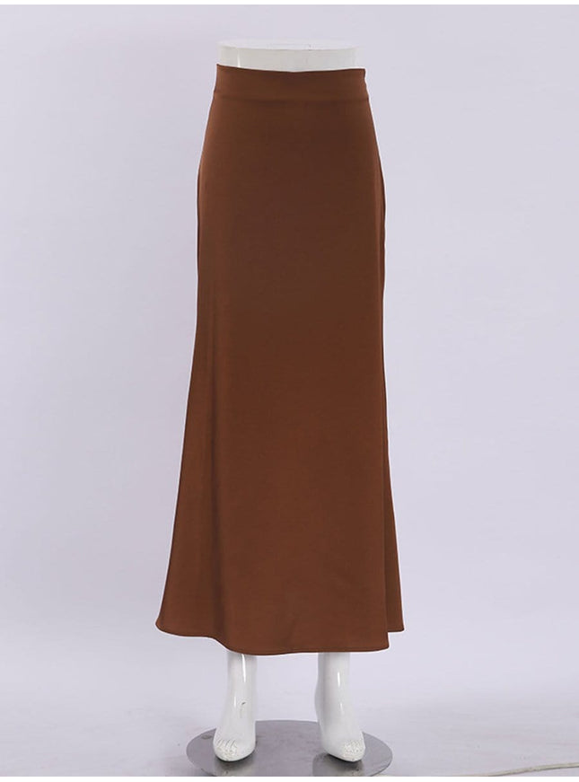 Amani Zipper Casual Silk Skirt - Fashion Pov