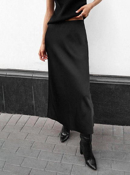 Amani Zipper Casual Silk Skirt - Fashion Pov