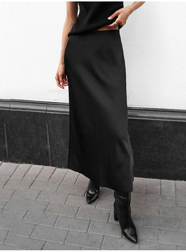 Amani Zipper Casual Silk Skirt - Fashion Pov