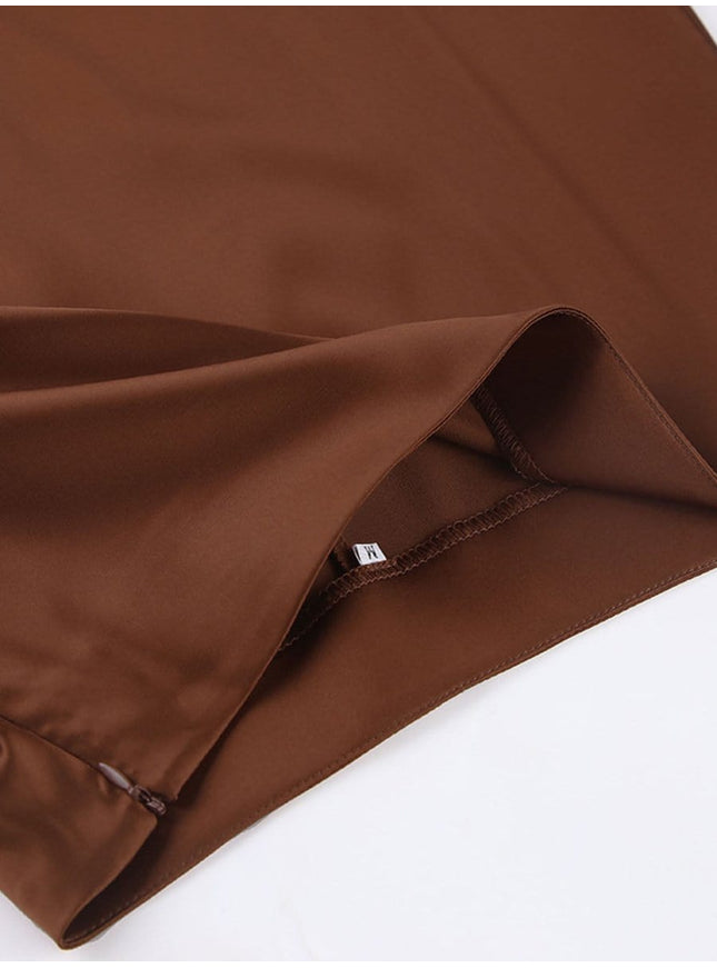 Amani Zipper Casual Silk Skirt - Fashion Pov