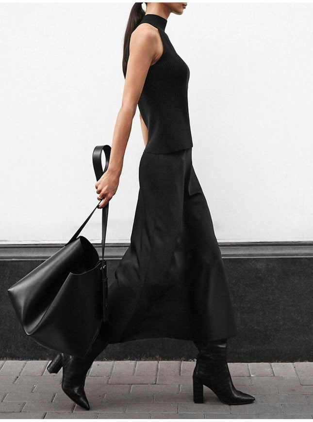 Amani Zipper Casual Silk Skirt - Fashion Pov