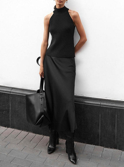 Amani Zipper Casual Silk Skirt - Fashion Pov