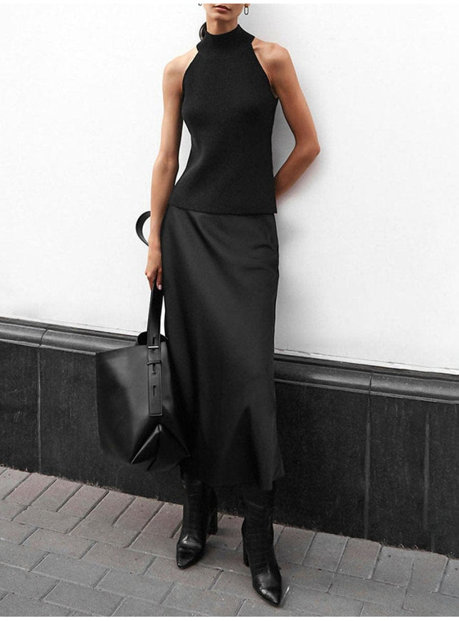 Amani Zipper Casual Silk Skirt - Fashion Pov