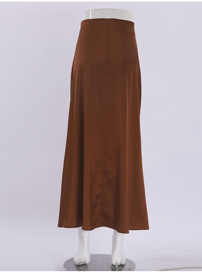 Amani Zipper Casual Silk Skirt - Fashion Pov
