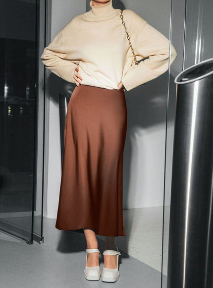 Amani Zipper Casual Silk Skirt - Fashion Pov