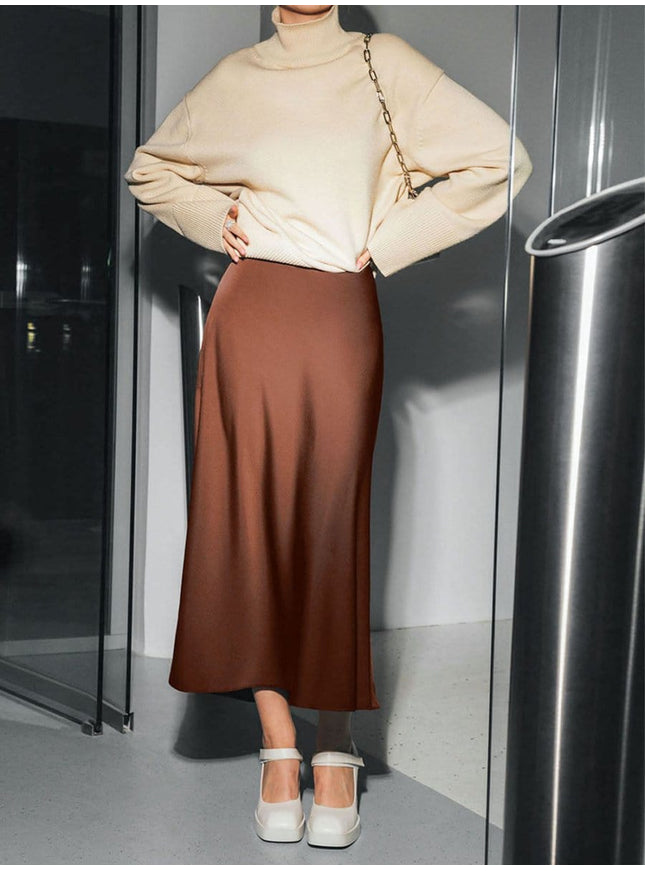 Amani Zipper Casual Silk Skirt - Fashion Pov