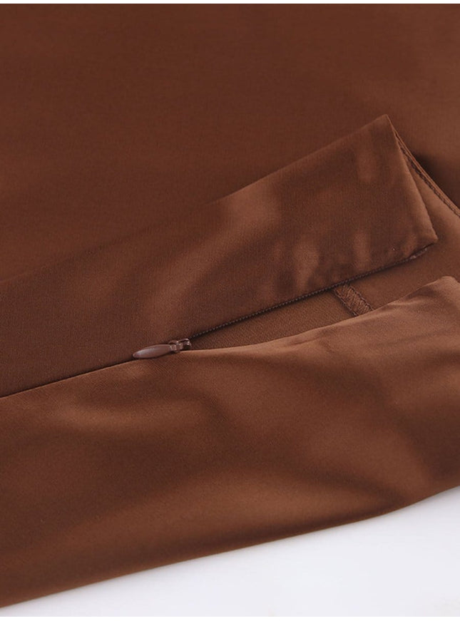 Amani Zipper Casual Silk Skirt - Fashion Pov