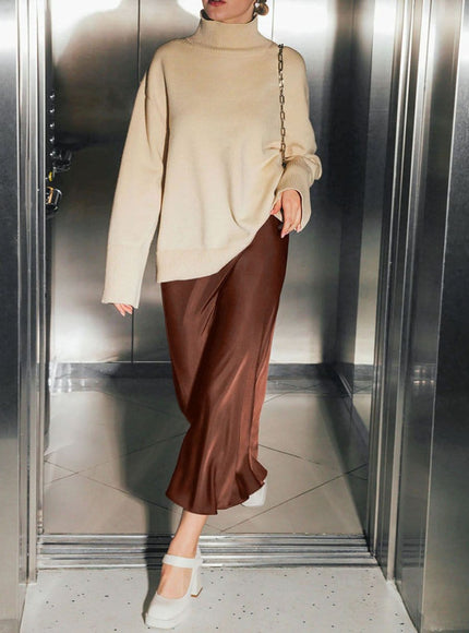 Amani Zipper Casual Silk Skirt - Fashion Pov