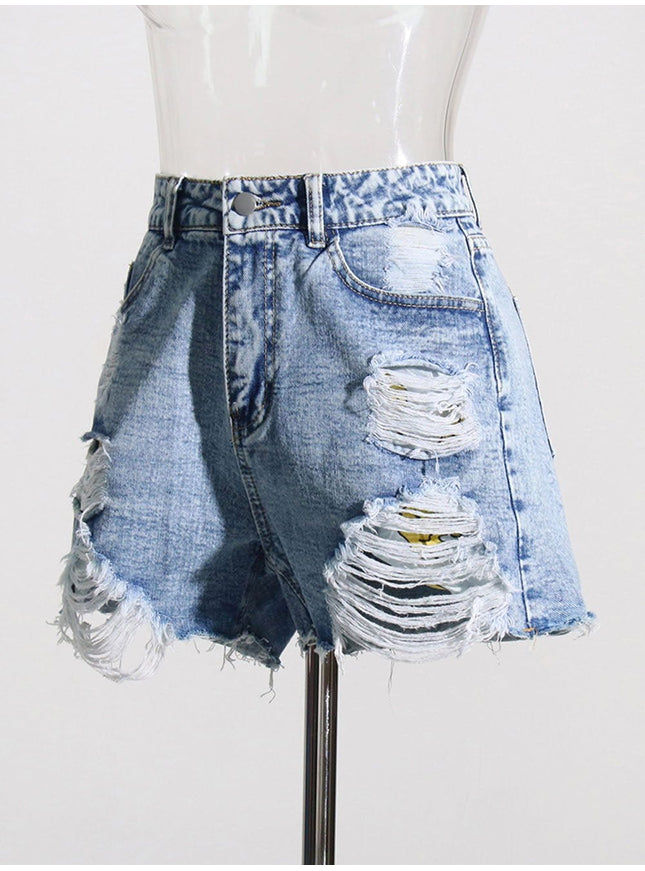 Amber Hollow Out Denim Short Pant - Fashion Pov