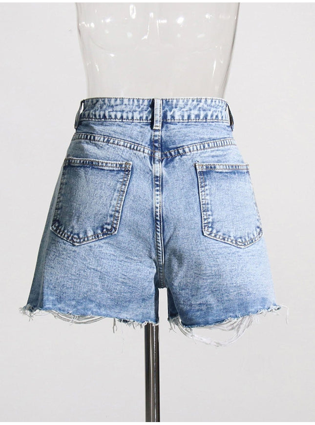 Amber Hollow Out Denim Short Pant - Fashion Pov