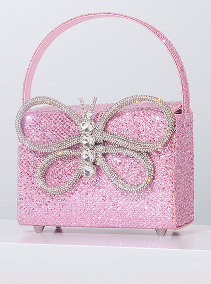 Andrea Shiny Rhinestone Butterfly Box Handbag - Fashion Pov