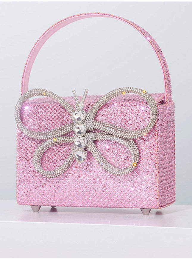 Andrea Shiny Rhinestone Butterfly Box Handbag - Fashion Pov
