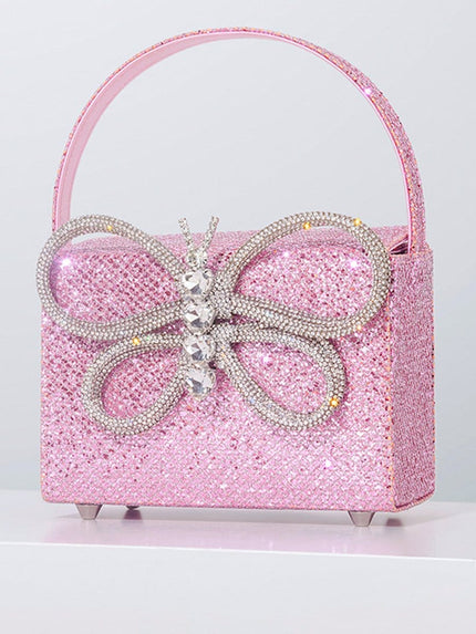 Andrea Shiny Rhinestone Butterfly Box Handbag - Fashion Pov