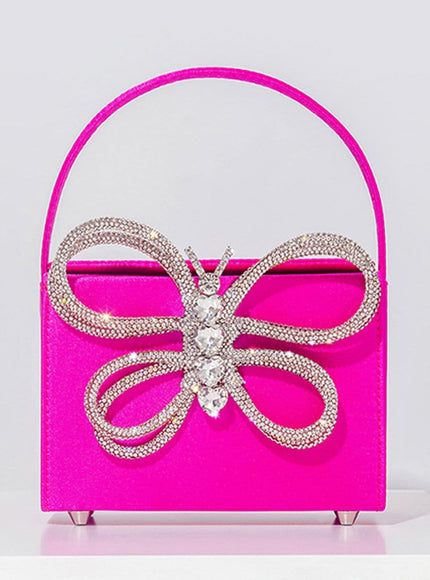 Andrea Shiny Rhinestone Butterfly Box Handbag - Fashion Pov