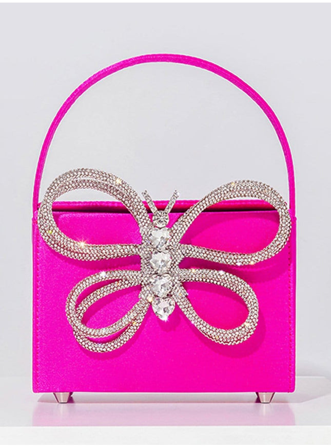 Andrea Shiny Rhinestone Butterfly Box Handbag - Fashion Pov