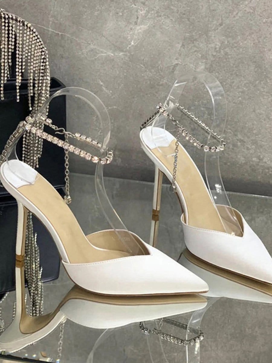 Luxury Rhinestones Chains Women Pumps Designer Sandals High Heels Summer Ankle Strap Party Shoes Star Style Wedding Prom Shoes Red / 41 Luxury Rhinestones Chains Women Pumps Designer Sandals High Heels Summer Ankle Strap Party Shoes Star Style Wedding Prom Shoes Red / 41