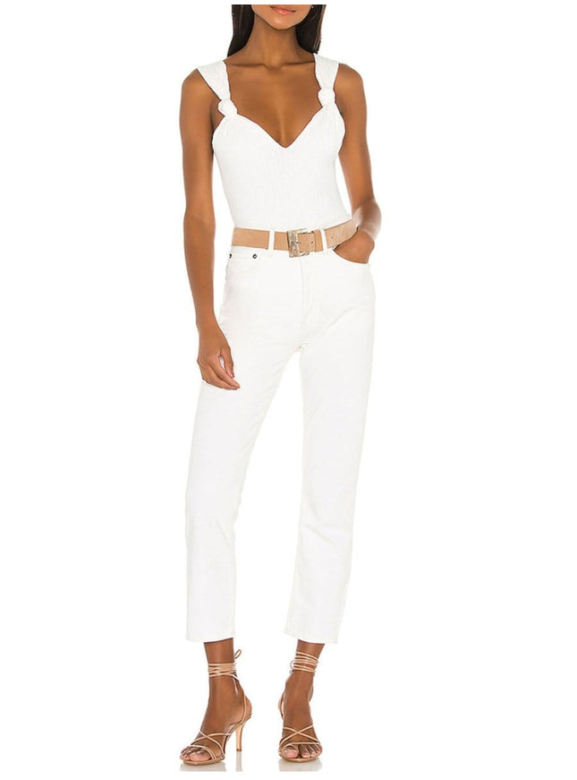 Anne Knit Shoulder Backless Bodysuit - Fashion Pov