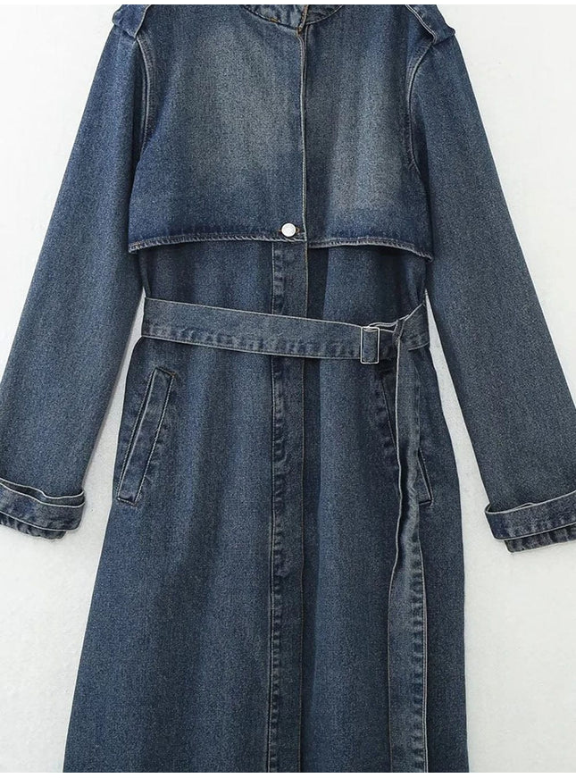 Arabella Denim Trench Midi Dress - Fashion Pov