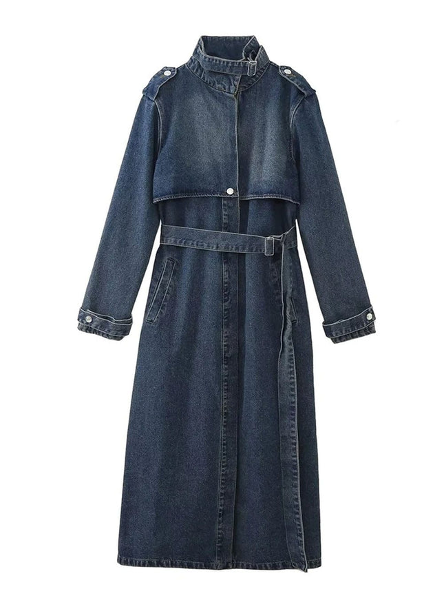 Arabella Denim Trench Midi Dress - Fashion Pov