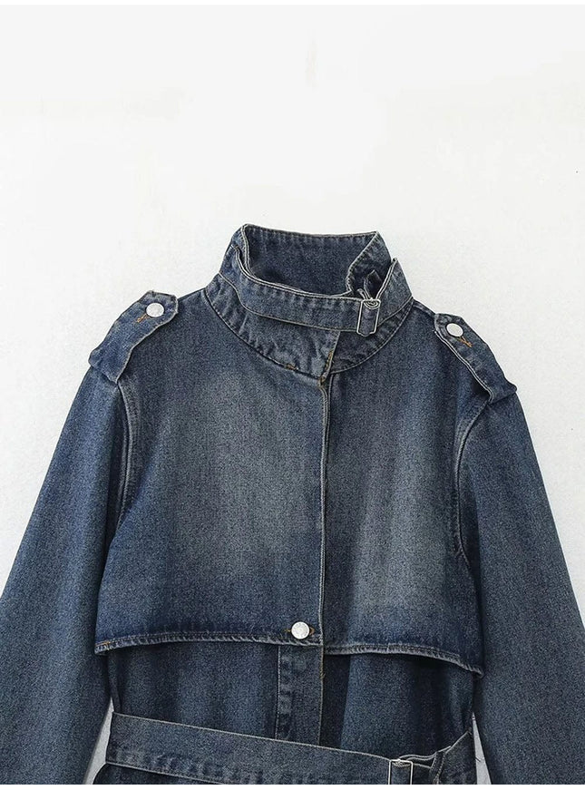 Arabella Denim Trench Midi Dress - Fashion Pov