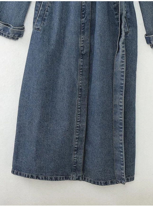 Arabella Denim Trench Midi Dress - Fashion Pov