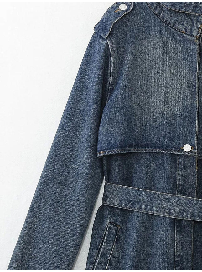Arabella Denim Trench Midi Dress - Fashion Pov