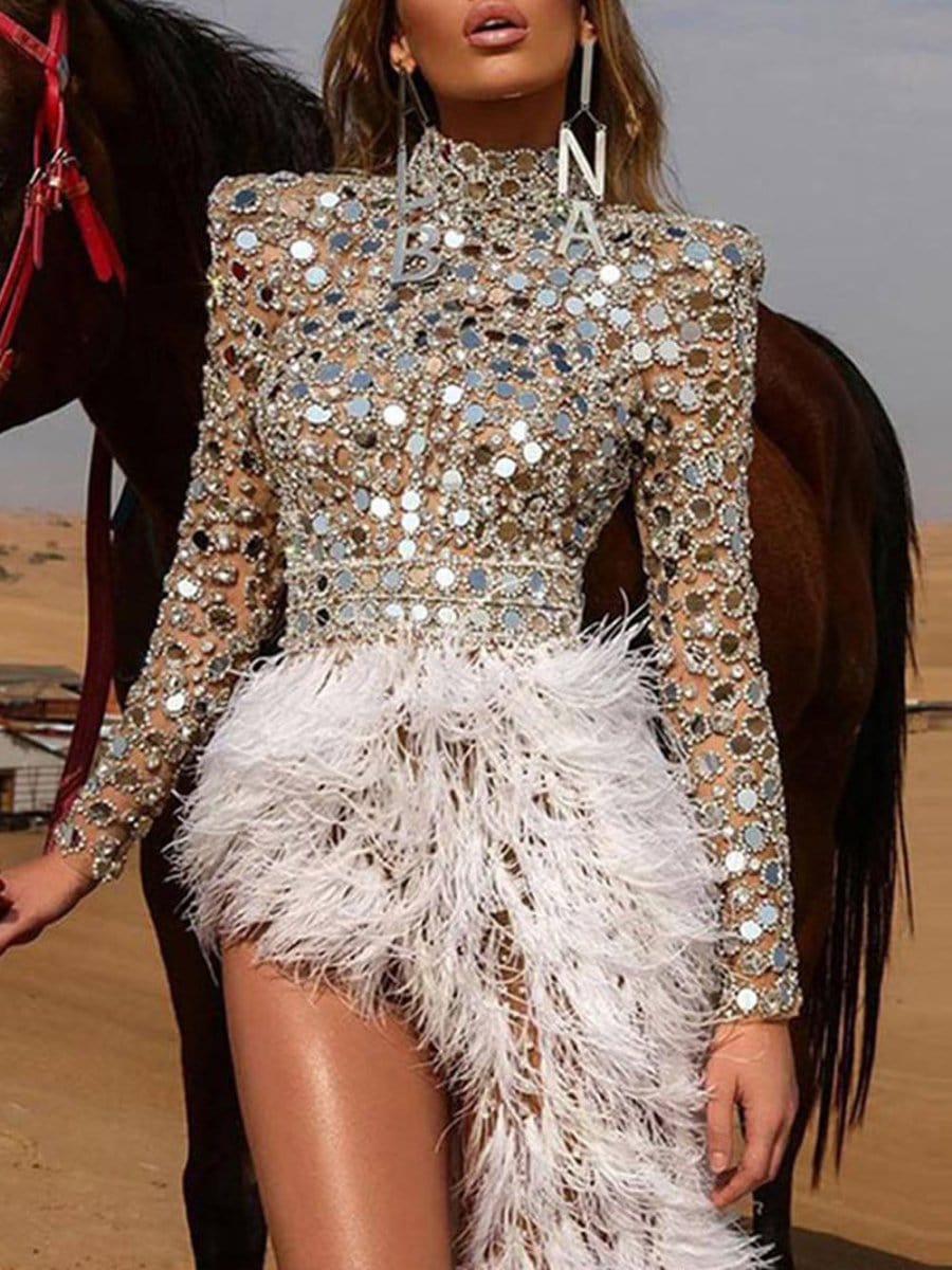 Asher Feather Mini Dress - Fashion Pov