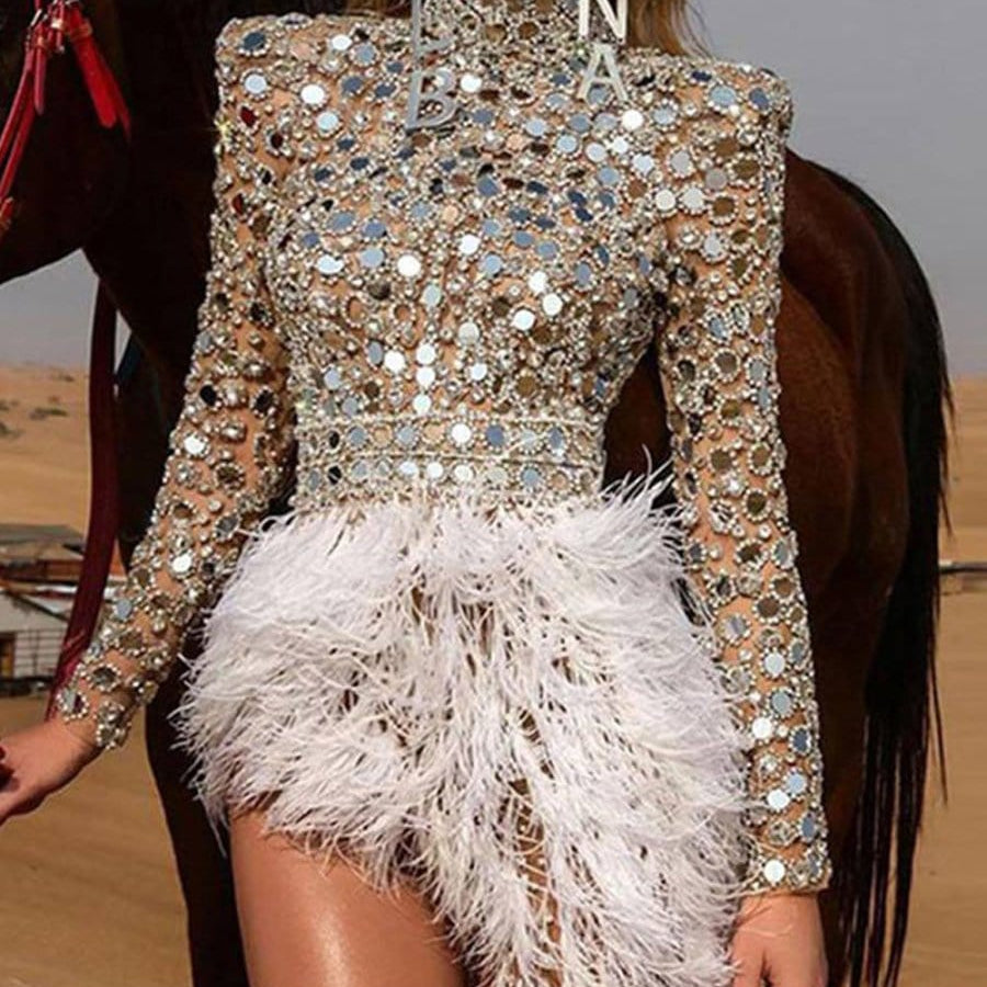 Asher Feather Mini Dress - Fashion Pov