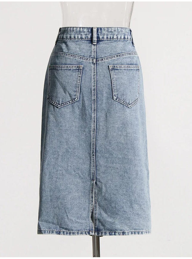 Aster Hollow Out Casual Denim Skirt - Fashion Pov