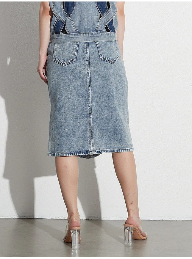 Aster Hollow Out Casual Denim Skirt - Fashion Pov