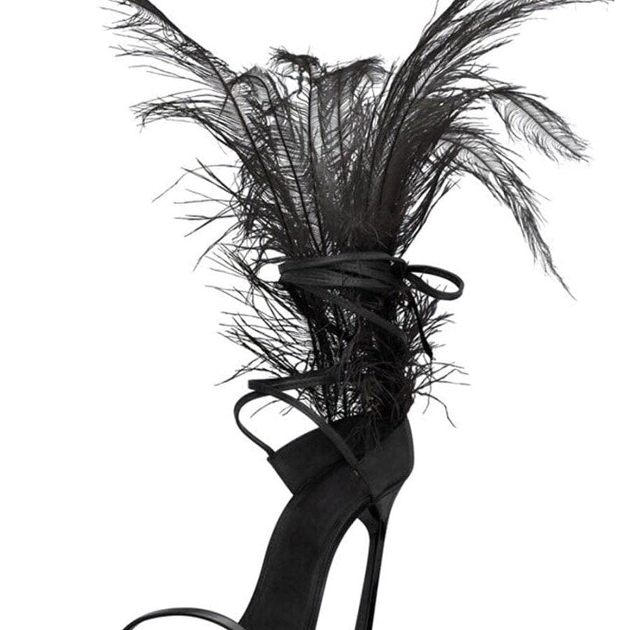 Bailey Feather Gladiator Thin Heel - Fashion Pov