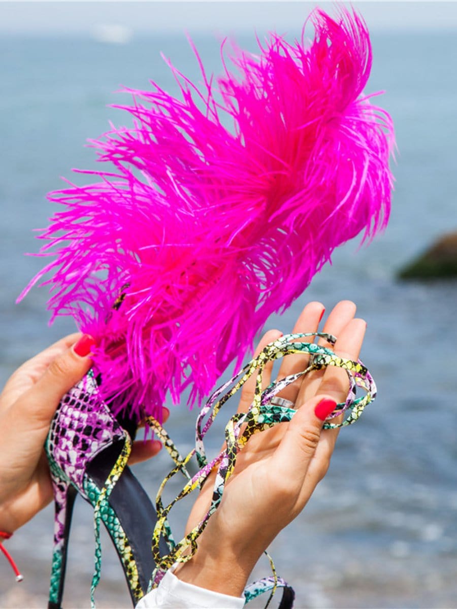 Bailey Feather Gladiator Thin Heel - Fashion Pov