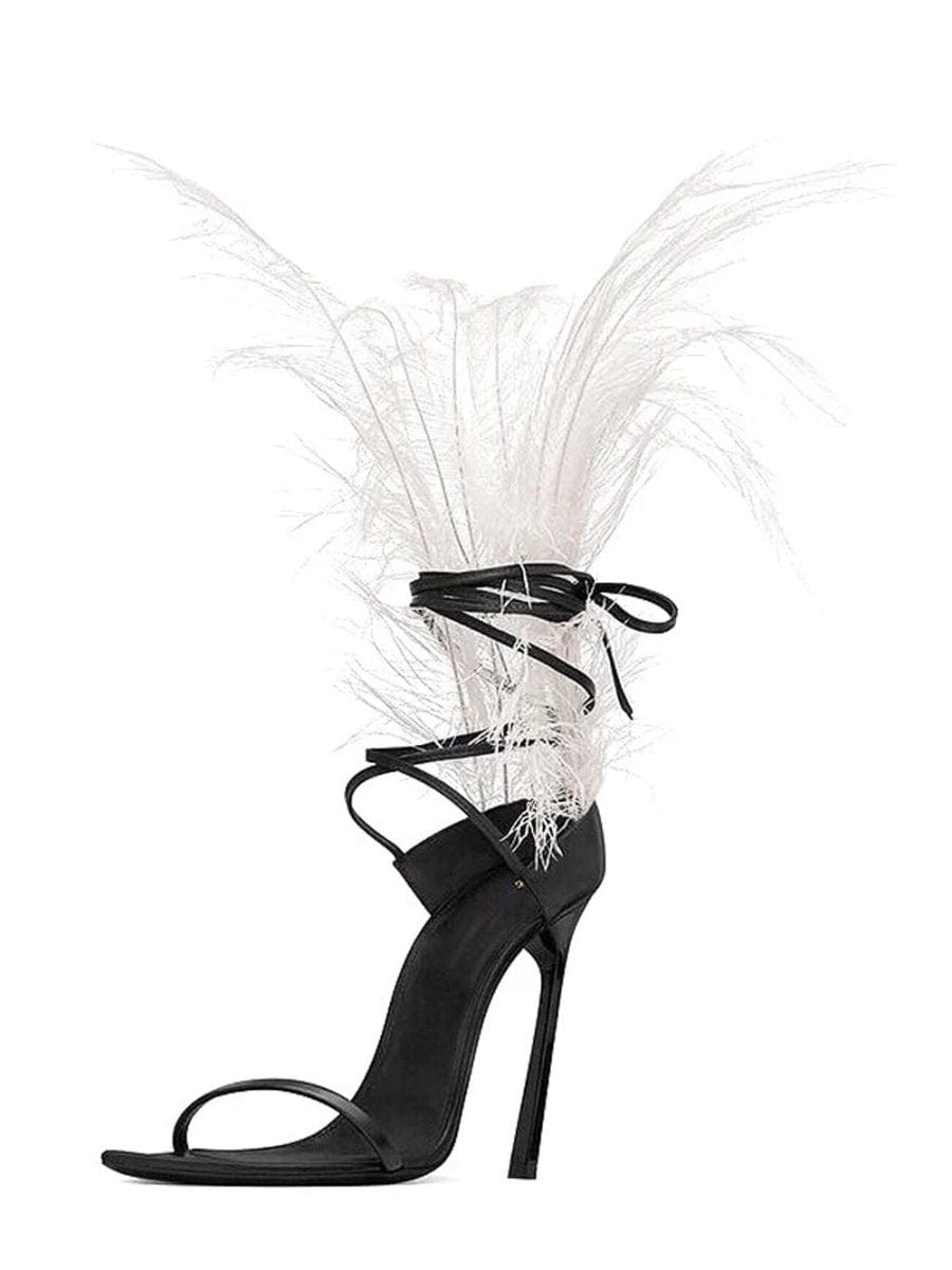 Bailey Feather Gladiator Thin Heel - Fashion Pov