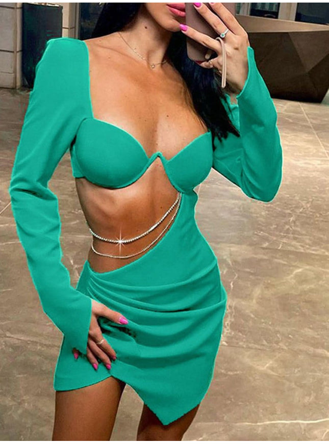 Brooks Diamond Hollow Out Mini Dress - Fashion Pov