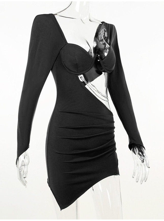 Brooks Diamond Hollow Out Mini Dress - Fashion Pov
