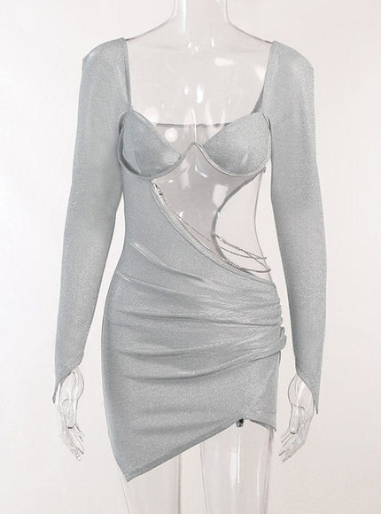 Brooks Diamond Hollow Out Mini Dress - Fashion Pov