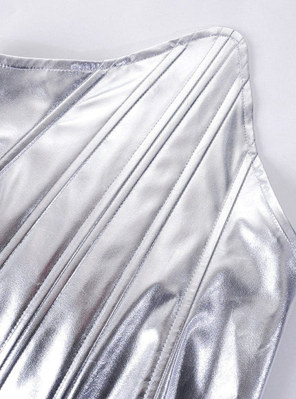 Charlie Metallic Vest Streetwear Top - Fashion Pov