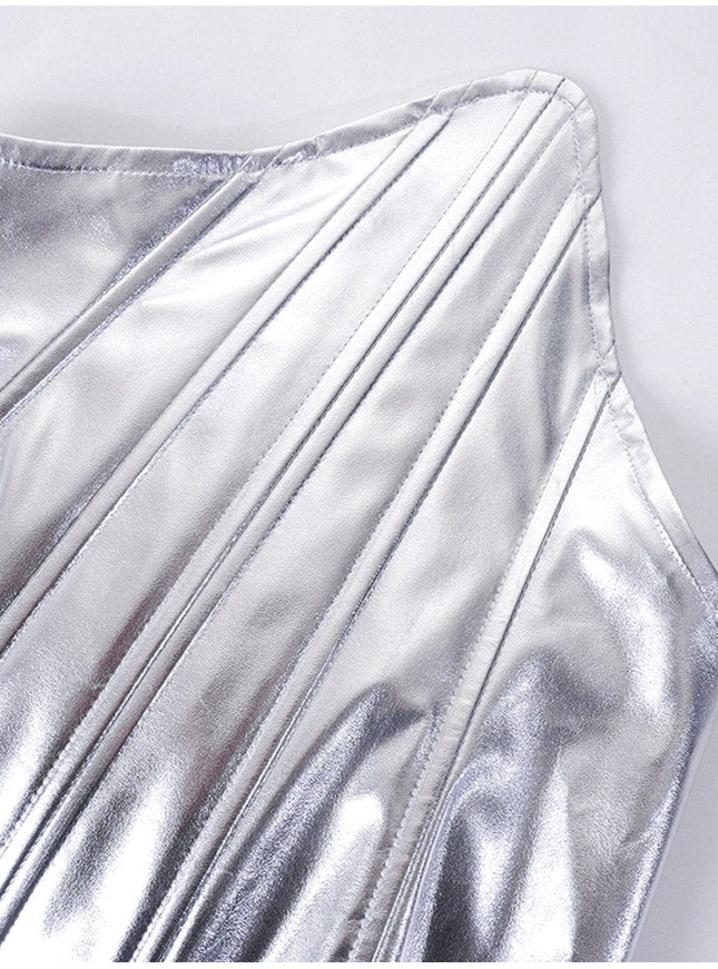 Charlie Metallic Vest Streetwear Top - Fashion Pov